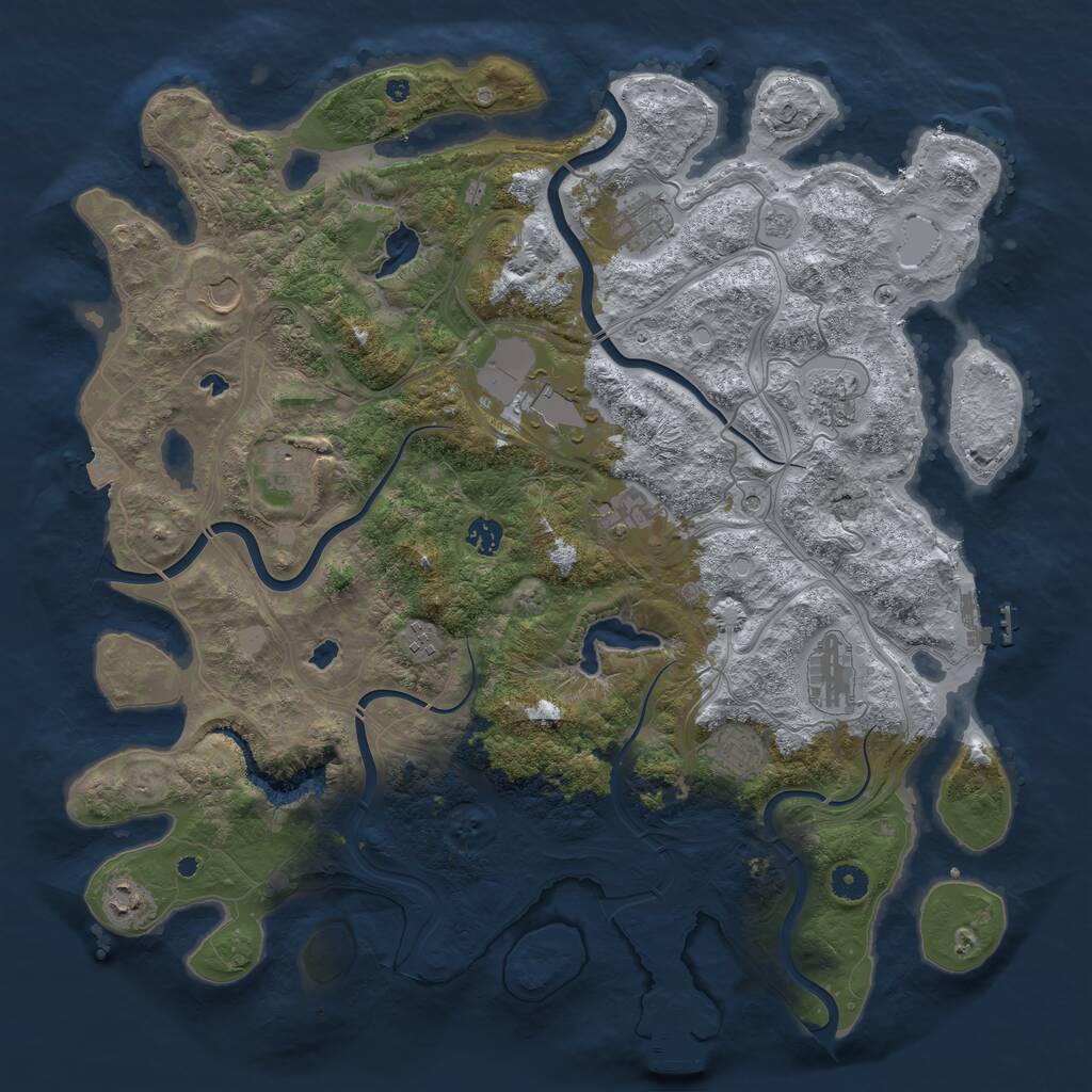 Rust Map: Procedural Map, Size: 4500, Seed: 288106434, 17 Monuments