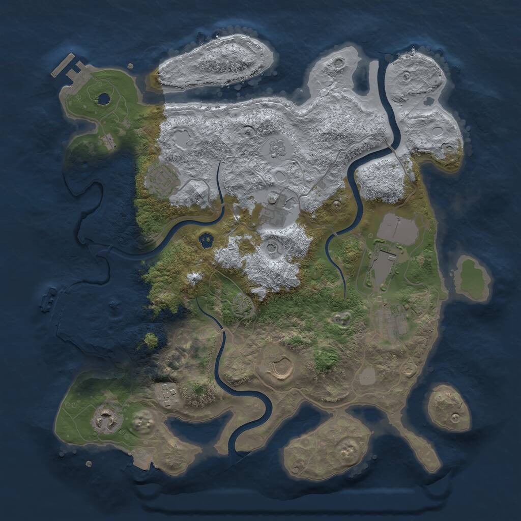 Rust Map: Procedural Map, Size: 3500, Seed: 1871033976, 13 Monuments