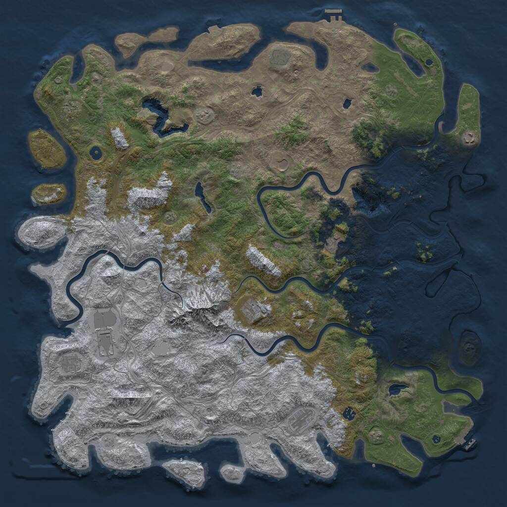 Rust Map: Procedural Map, Size: 6000, Seed: 1947018825, 17 Monuments