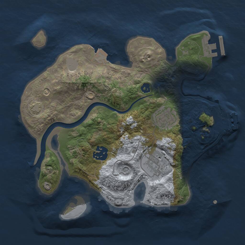 Rust Map: Procedural Map, Size: 2500, Seed: 143453453, 8 Monuments