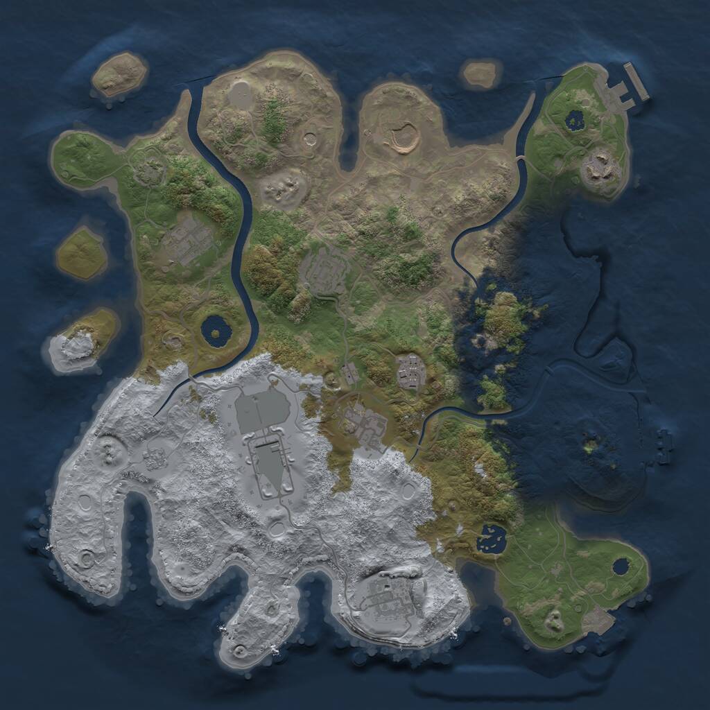 Rust Map: Procedural Map, Size: 3500, Seed: 1936600140, 15 Monuments