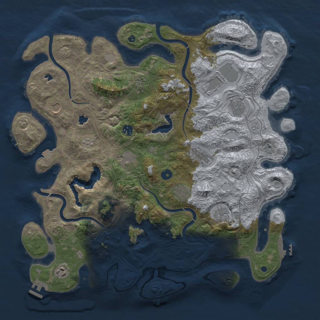 Rust Map: Procedural Map, Size: 4500, Seed: 1954406444, 17 Monuments