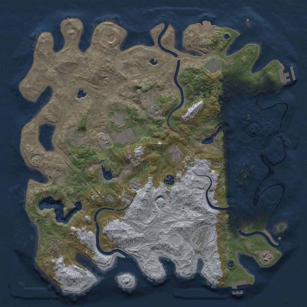 Rust Map: Procedural Map, Size: 4500, Seed: 865818822, 17 Monuments