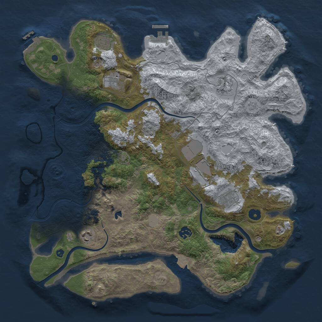 Rust Map: Procedural Map, Size: 4000, Seed: 1300, 14 Monuments