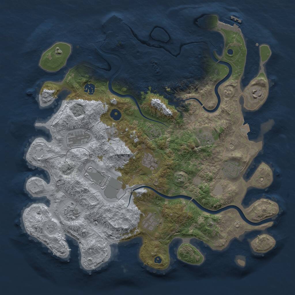 Rust Map: Procedural Map, Size: 3999, Seed: 1299, 16 Monuments