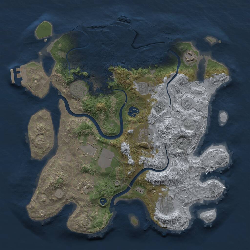 Rust Map: Procedural Map, Size: 3500, Seed: 1706886336, 15 Monuments