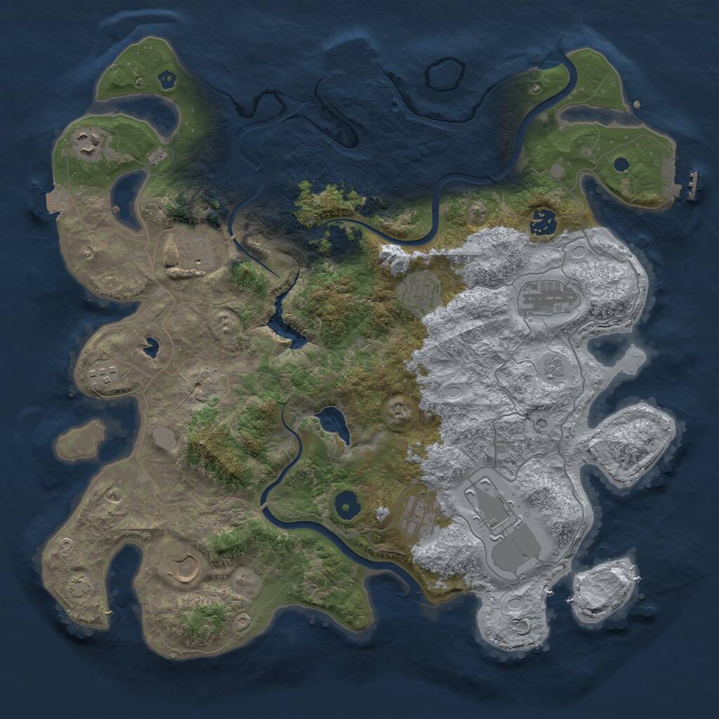 Rust Map: Procedural Map, Size: 4000, Seed: 641053175, 15 Monuments