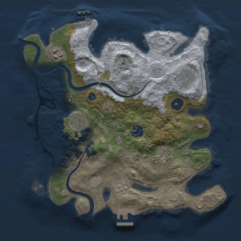 Rust Map: Procedural Map, Size: 3000, Seed: 486586320, 12 Monuments