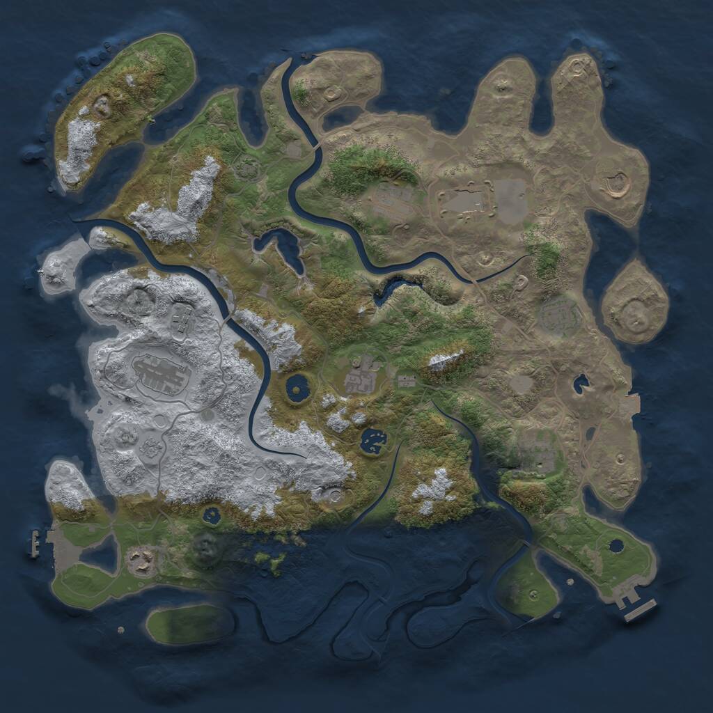 Rust Map: Procedural Map, Size: 4150, Seed: 70050, 16 Monuments