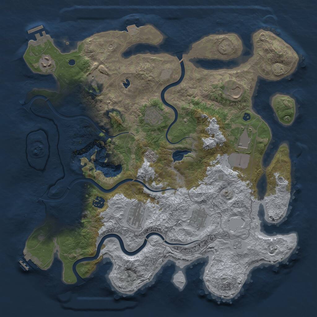 Rust Map: Procedural Map, Size: 4000, Seed: 25511, 15 Monuments