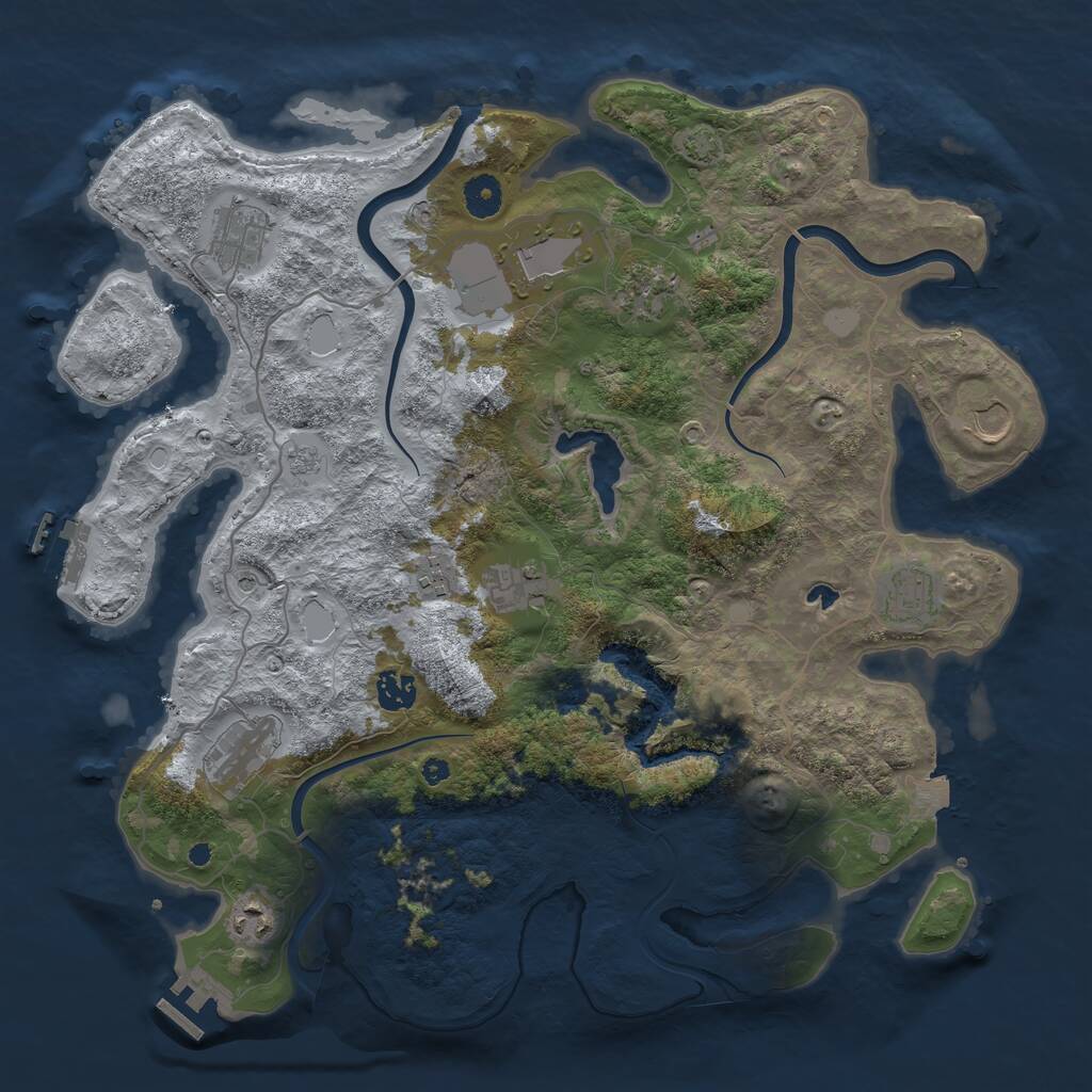 Rust Map: Procedural Map, Size: 4000, Seed: 1647982, 16 Monuments