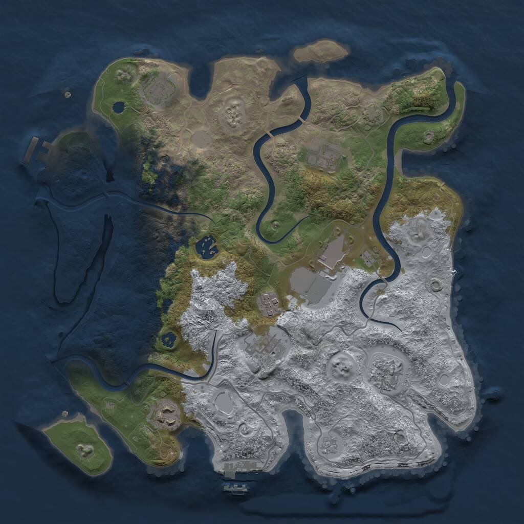 Rust Map: Procedural Map, Size: 3500, Seed: 316269, 14 Monuments