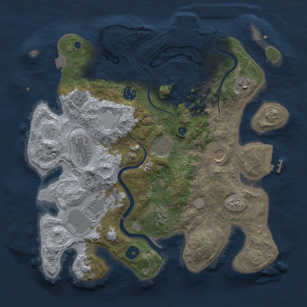 Rust Map: Procedural Map, Size: 3500, Seed: 123987, 14 Monuments