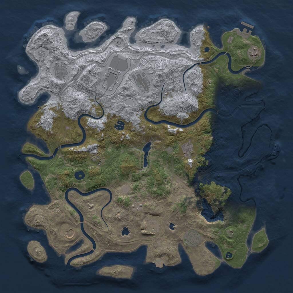Rust Map: Procedural Map, Size: 4500, Seed: 716225716, 17 Monuments
