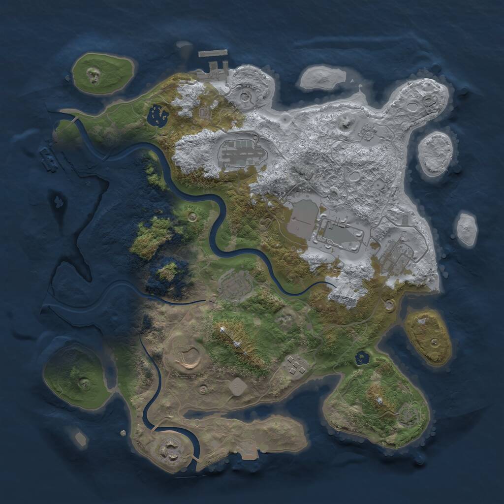 Rust Map: Procedural Map, Size: 3500, Seed: 967897161, 14 Monuments