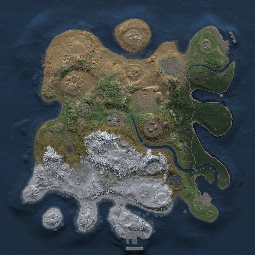 Rust Map: Procedural Map, Size: 3000, Seed: 1593225578, 13 Monuments