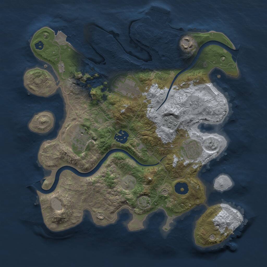 Rust Map: Procedural Map, Size: 3000, Seed: 1083425189, 10 Monuments