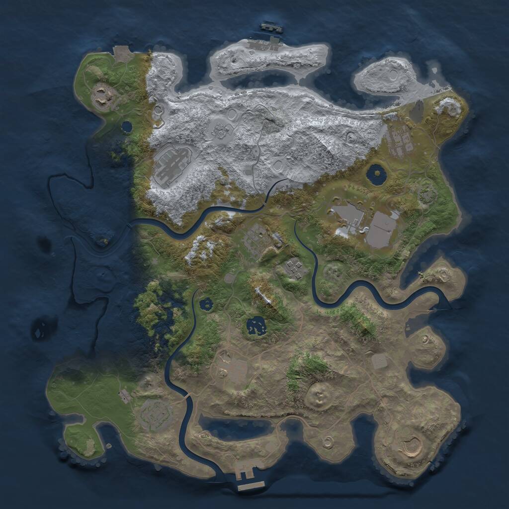 Rust Map: Procedural Map, Size: 3800, Seed: 466101283, 16 Monuments