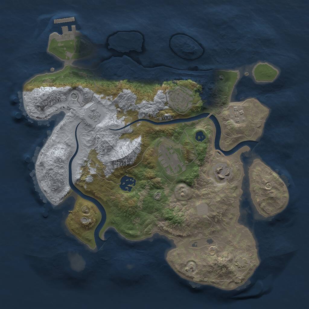 Rust Map: Procedural Map, Size: 3000, Seed: 22513, 10 Monuments