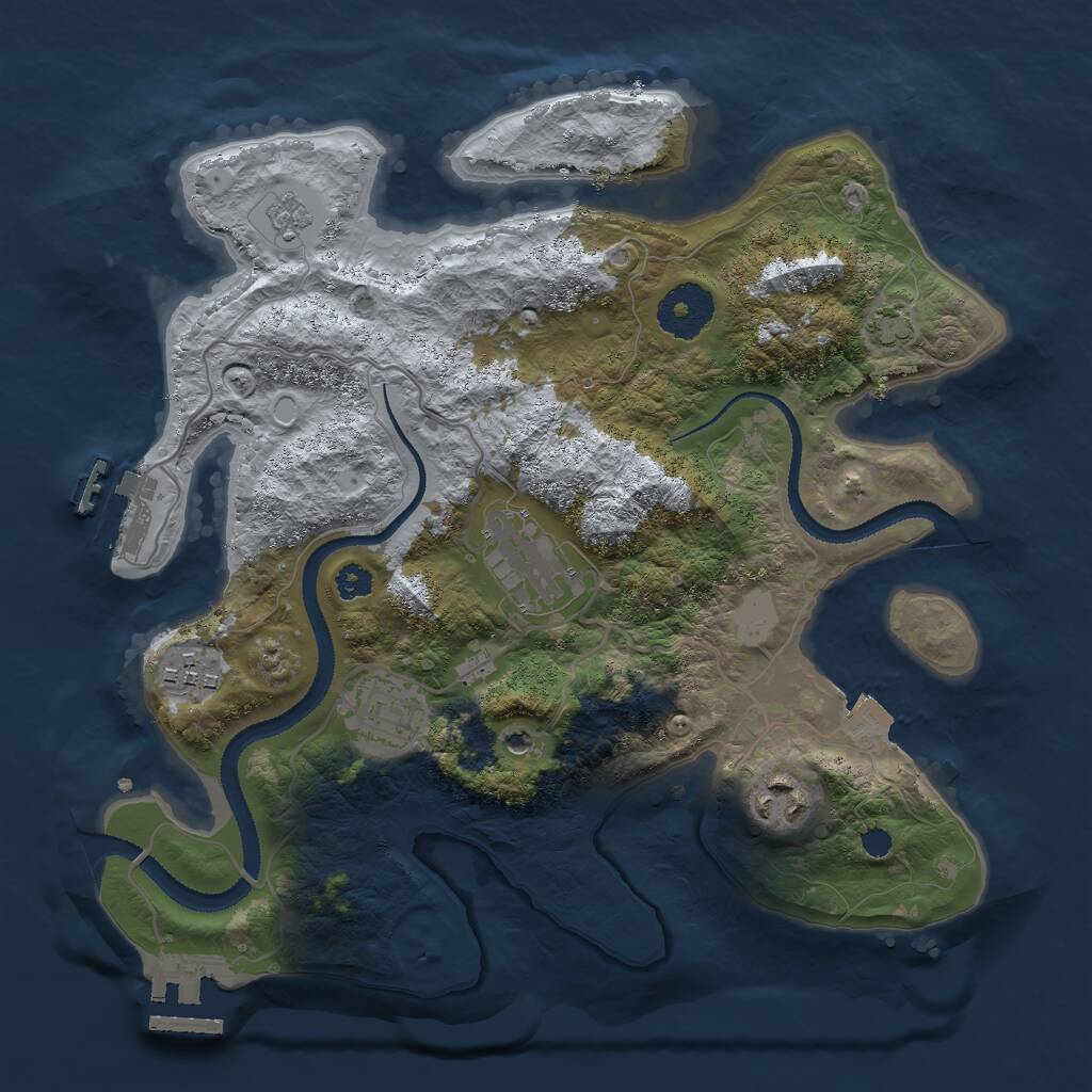 Rust Map: Procedural Map, Size: 3000, Seed: 32554, 10 Monuments