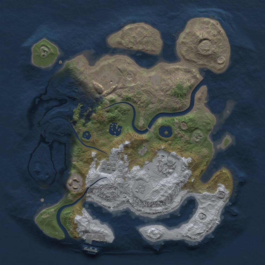 Rust Map: Procedural Map, Size: 3000, Seed: 7399, 10 Monuments