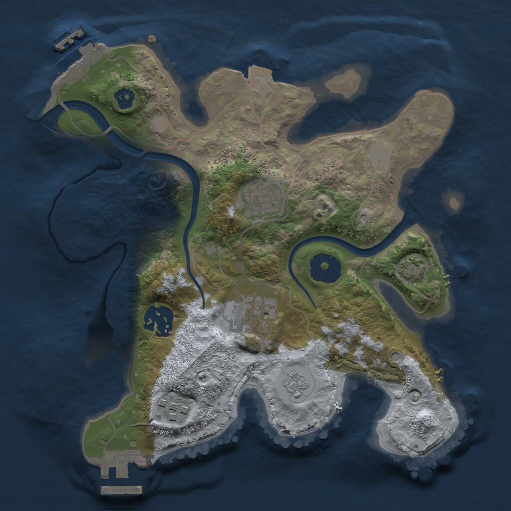 Rust Map: Procedural Map, Size: 2500, Seed: 448541515, 9 Monuments