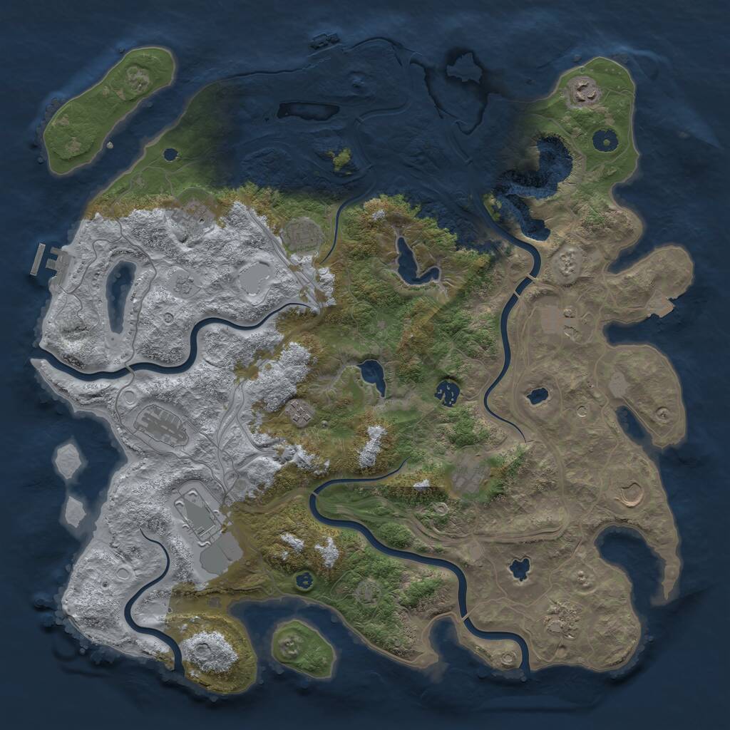Rust Map: Procedural Map, Size: 4500, Seed: 840326966, 17 Monuments