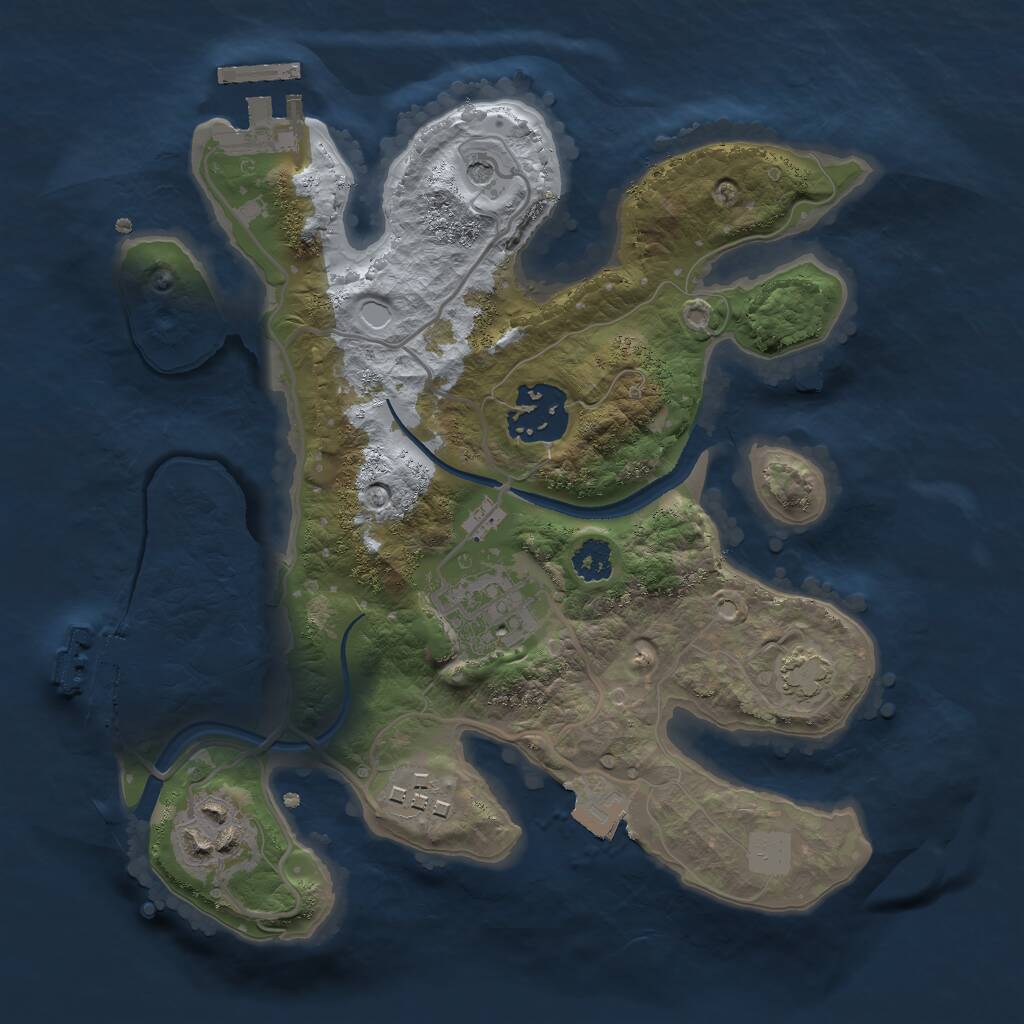 Rust Map: Procedural Map, Size: 2500, Seed: 1241784606, 9 Monuments