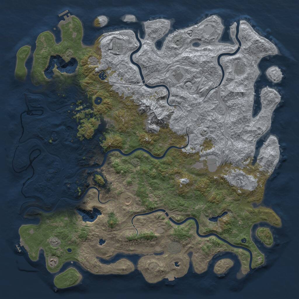 Rust Map: Procedural Map, Size: 5750, Seed: 495830832, 17 Monuments