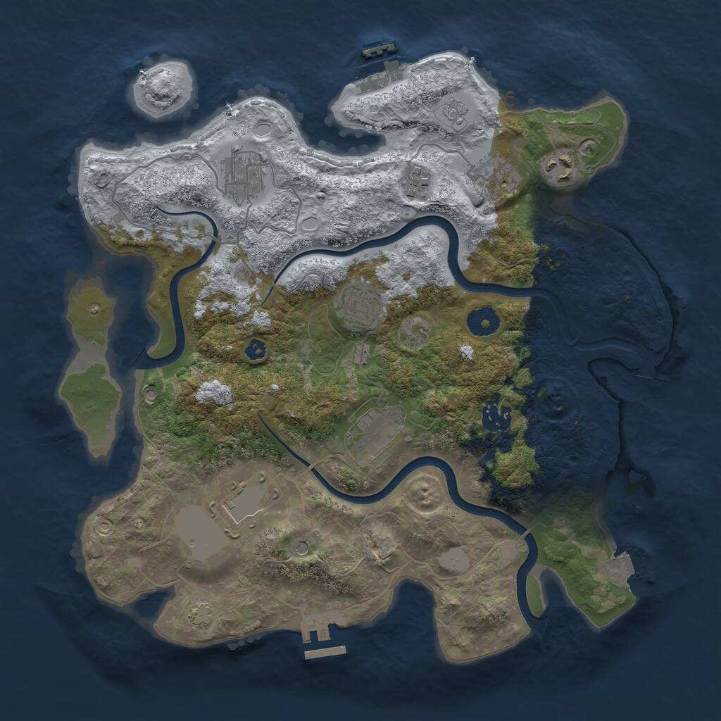 Rust Map: Procedural Map, Size: 3500, Seed: 19608322, 14 Monuments
