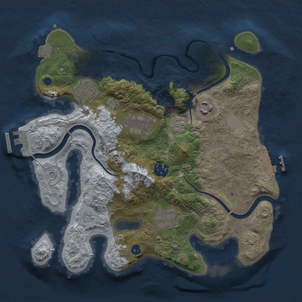 Rust Map: Procedural Map, Size: 3000, Seed: 2000000000, 12 Monuments