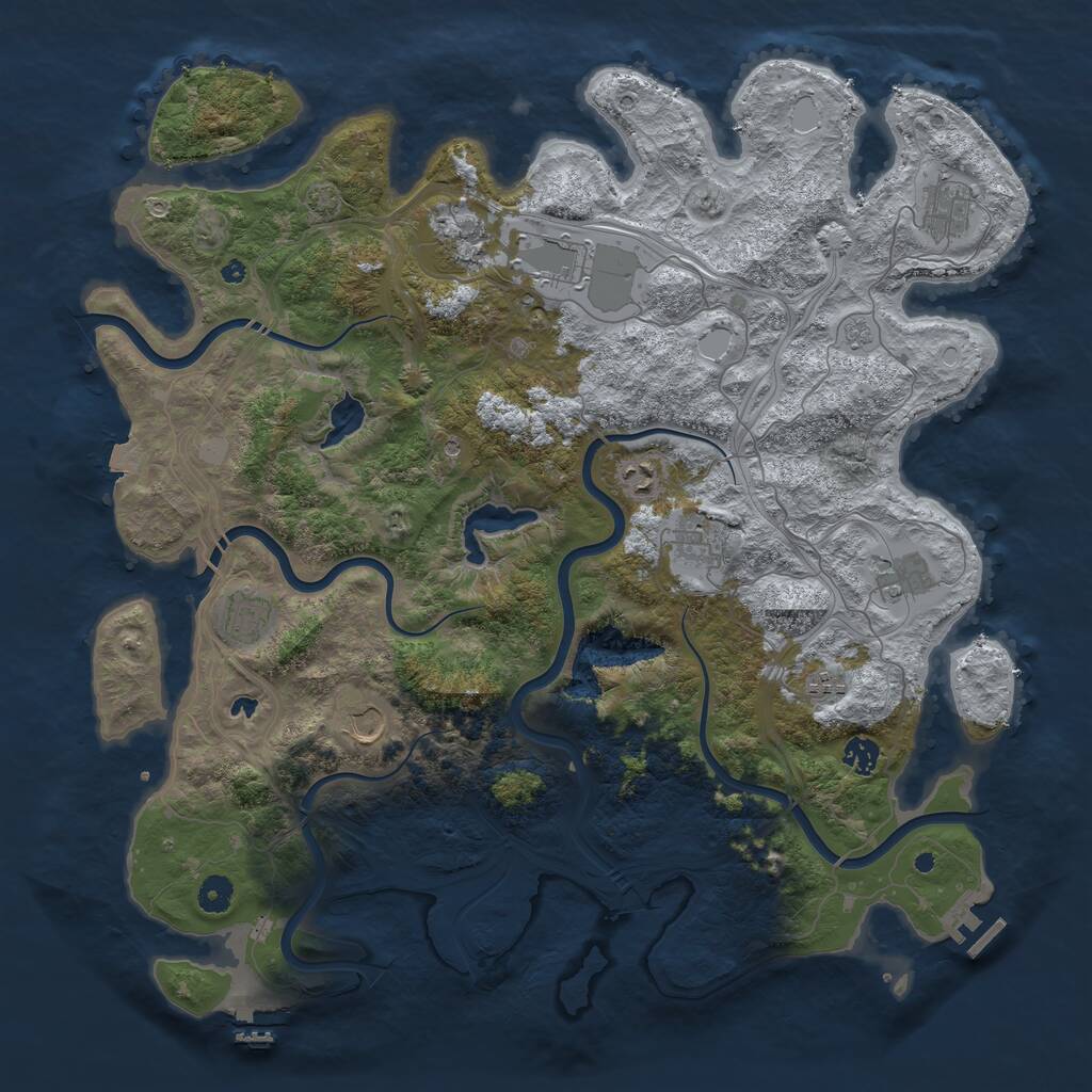 Rust Map: Procedural Map, Size: 4500, Seed: 27933, 16 Monuments