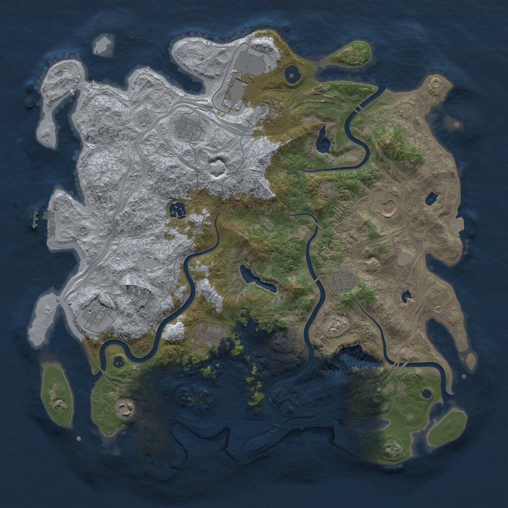 Rust Map: Procedural Map, Size: 4500, Seed: 736683421, 16 Monuments