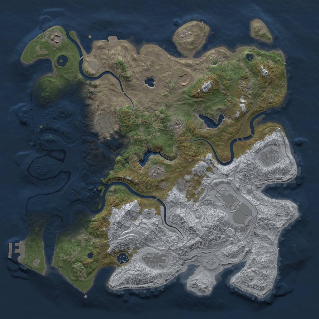 Rust Map: Procedural Map, Size: 4250, Seed: 74347, 16 Monuments