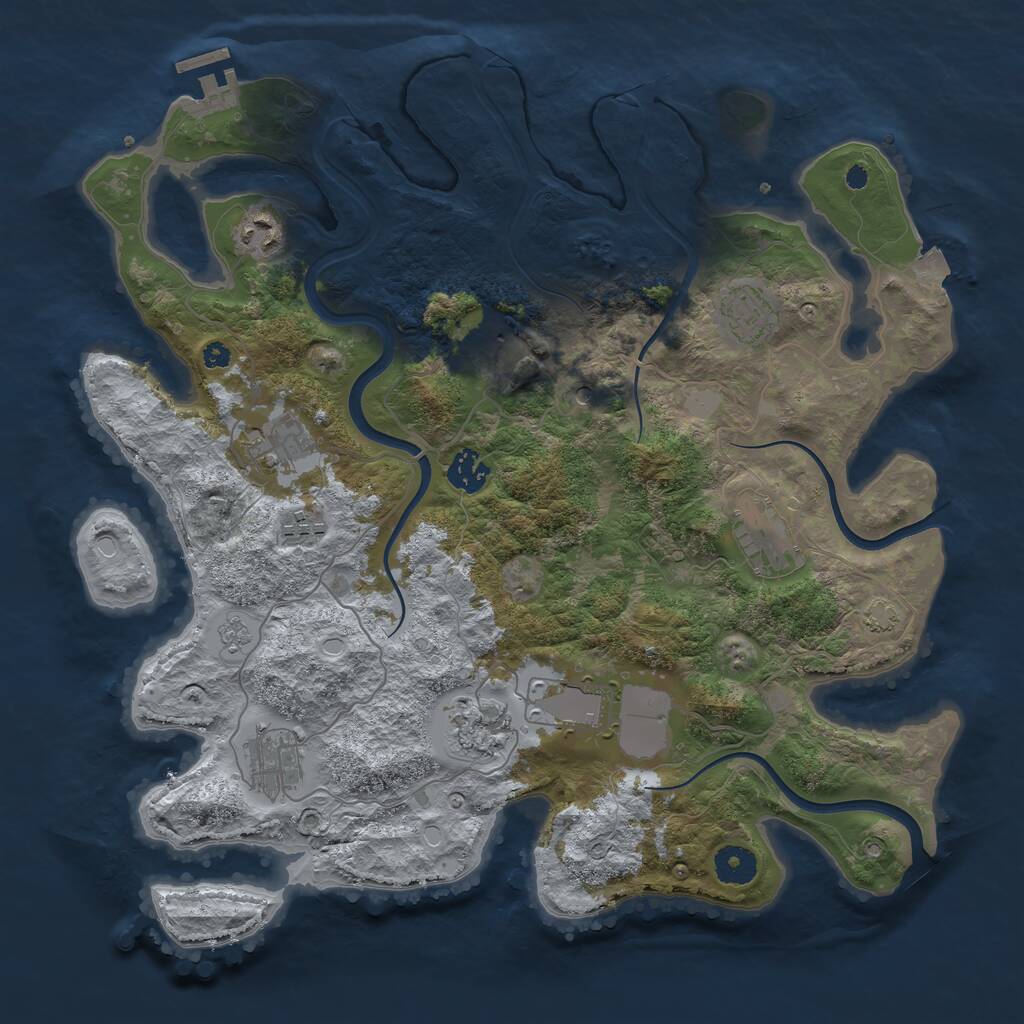 Rust Map: Procedural Map, Size: 3750, Seed: 665251533, 15 Monuments