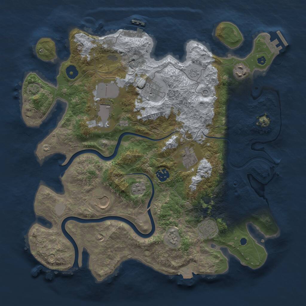 Rust Map: Procedural Map, Size: 3600, Seed: 384246, 14 Monuments