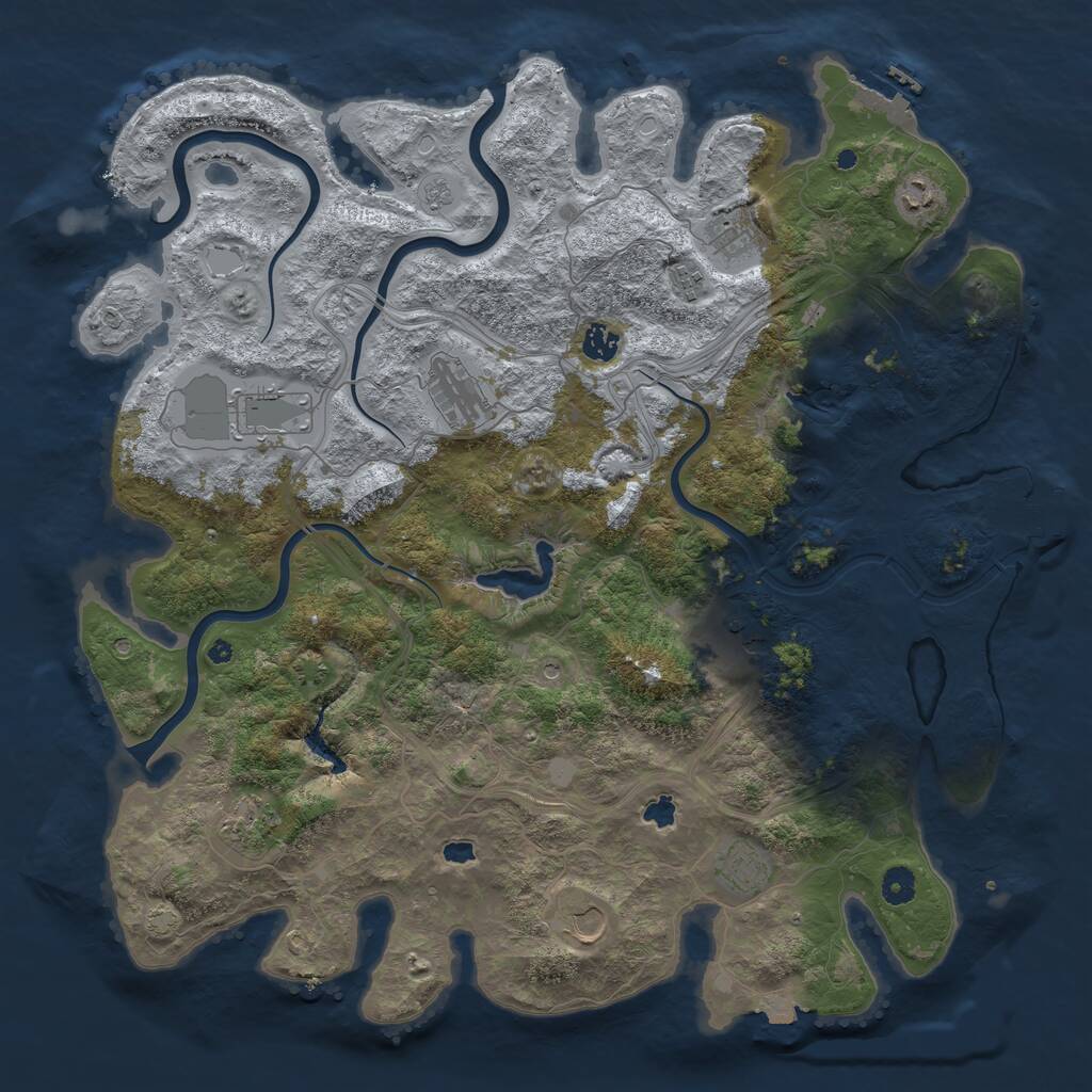 Rust Map: Procedural Map, Size: 4500, Seed: 1745267345, 16 Monuments