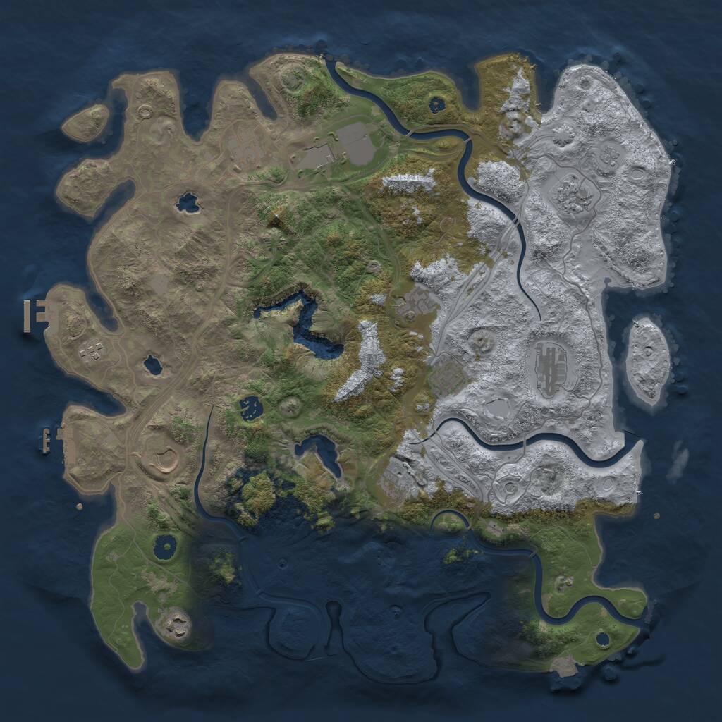 Rust Map: Procedural Map, Size: 4500, Seed: 865818878, 17 Monuments