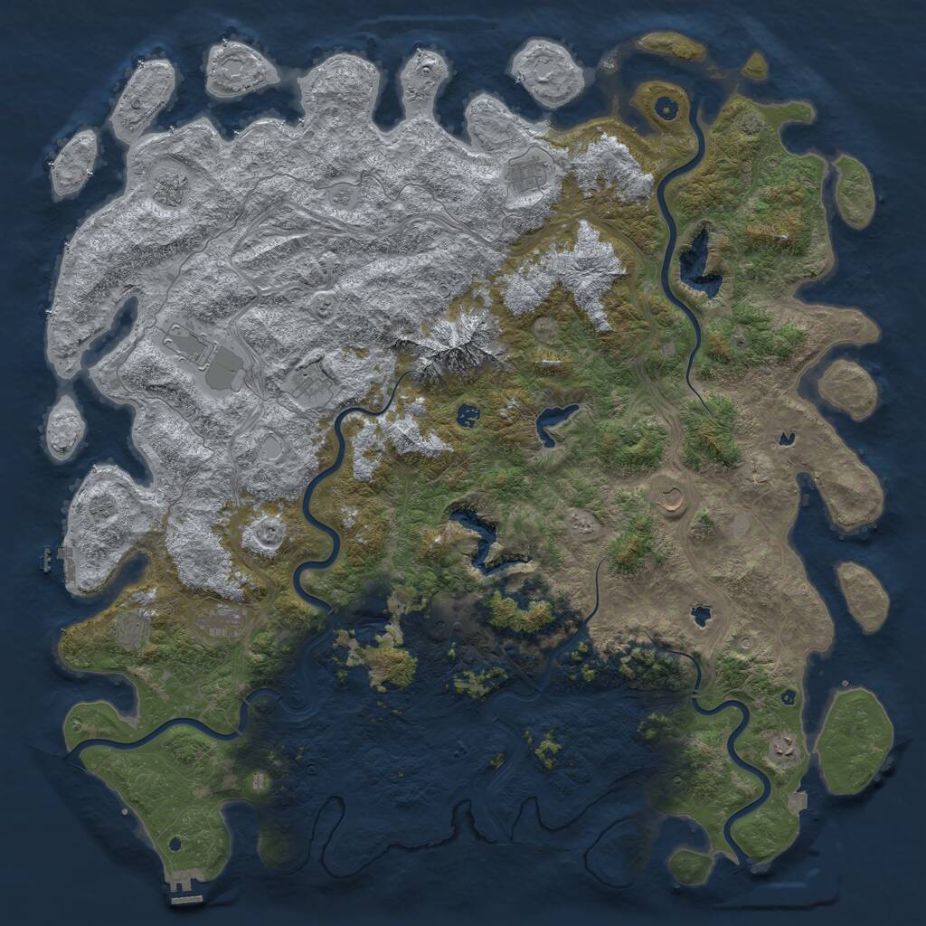 Rust Map: Procedural Map, Size: 6000, Seed: 77195008, 17 Monuments