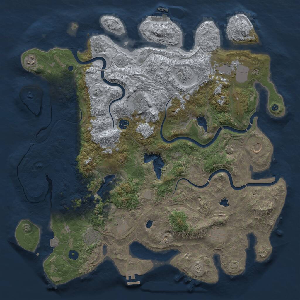 Rust Map: Procedural Map, Size: 4500, Seed: 1135211096, 16 Monuments