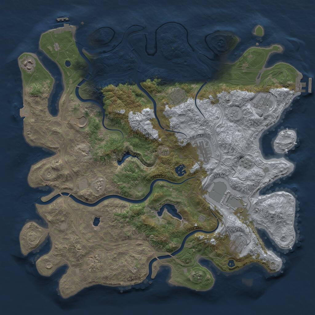 Rust Map: Procedural Map, Size: 4250, Seed: 24490978, 16 Monuments