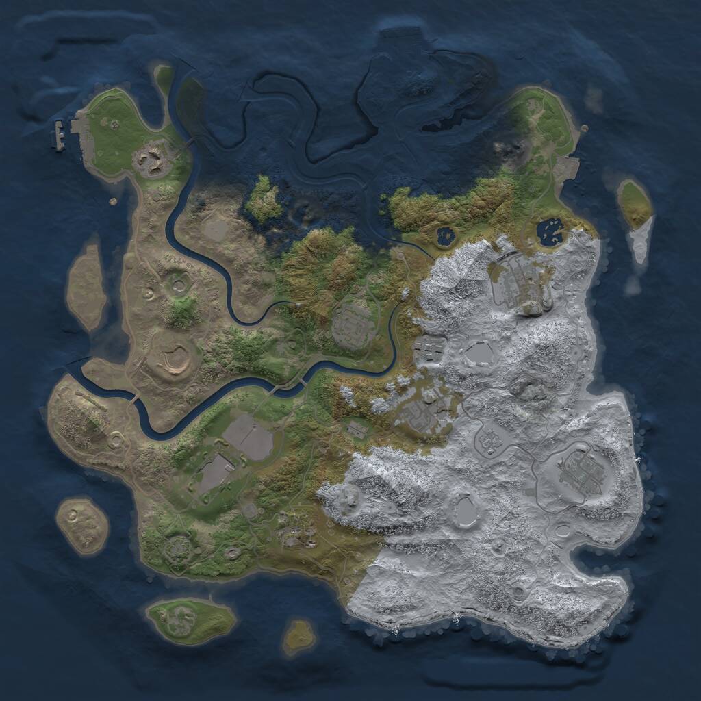 Rust Map: Procedural Map, Size: 3750, Seed: 3626629, 16 Monuments
