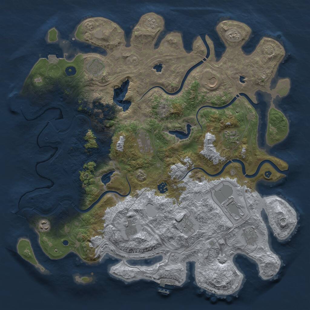 Rust Map: Procedural Map, Size: 4500, Seed: 363107260, 17 Monuments