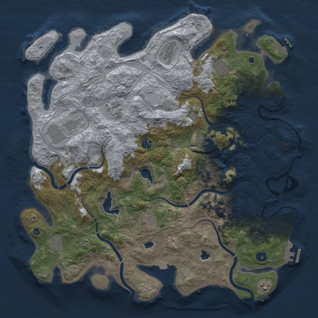 Rust Map: Procedural Map, Size: 4500, Seed: 634140474, 16 Monuments