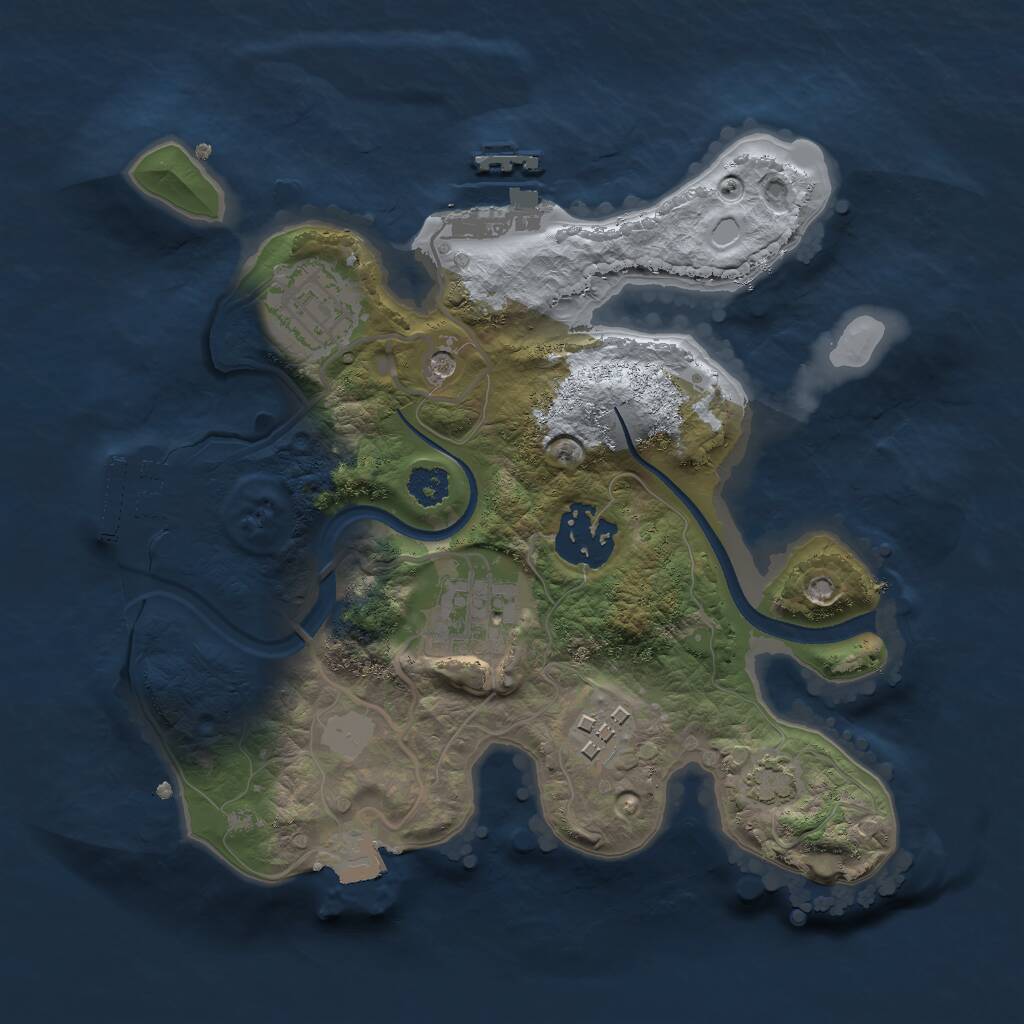 Rust Map: Procedural Map, Size: 2500, Seed: 1494303806, 9 Monuments