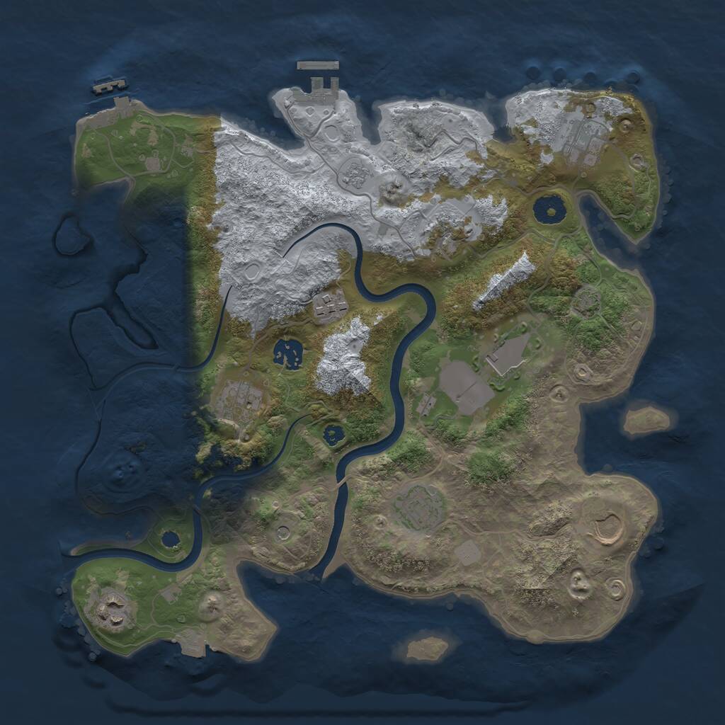 Rust Map: Procedural Map, Size: 3500, Seed: 1929656941, 15 Monuments