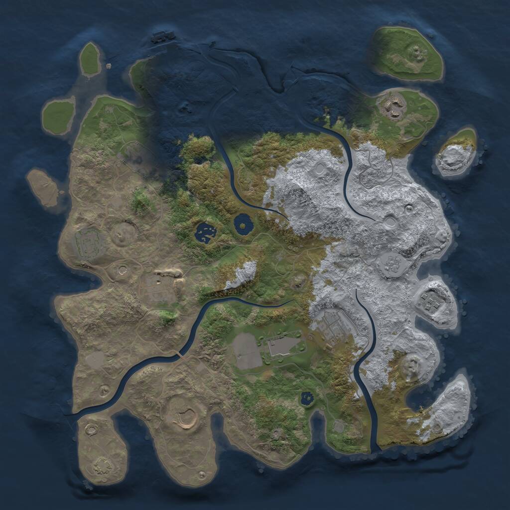 Rust Map: Procedural Map, Size: 3750, Seed: 525835593, 14 Monuments
