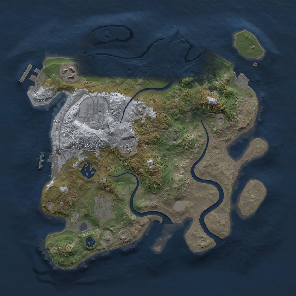Rust Map: Procedural Map, Size: 3000, Seed: 2549761, 10 Monuments