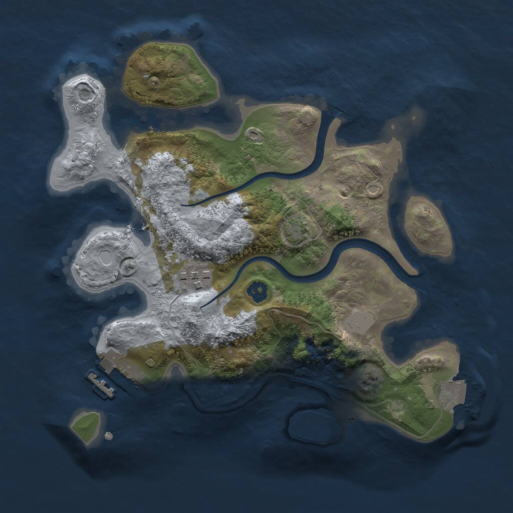 Rust Map: Procedural Map, Size: 2500, Seed: 1522120234, 4 Monuments