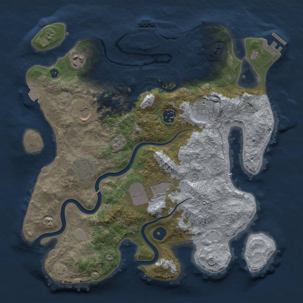 Rust Map: Procedural Map, Size: 3500, Seed: 1297899353, 13 Monuments